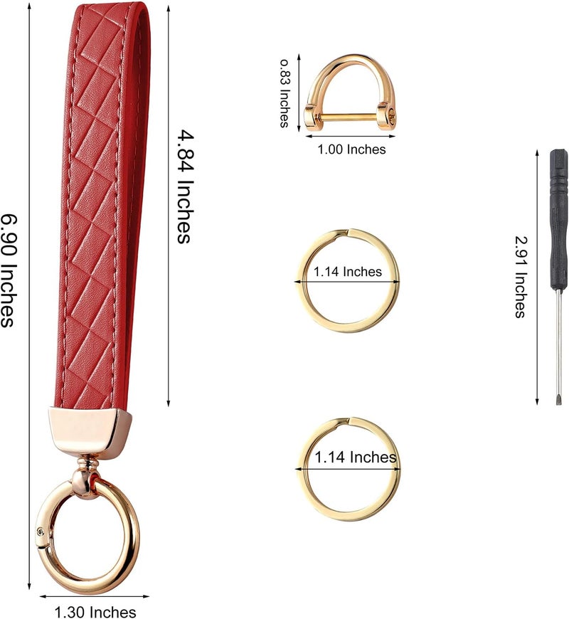 Weixiltc Leather Wristlet Keychain, Car Key Chain Holder with 2 Key Ring & Anti-Lost D Ring, Key Fob Wristband for Women - Image 2